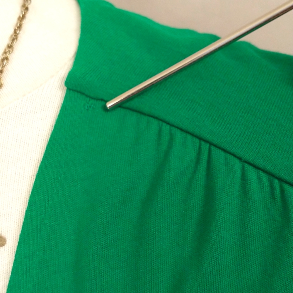 Emerald Green Knit Wrap Dress L K Bennett London Made in Portugal Ruffle sz 4-6 - Picture 7 of 10